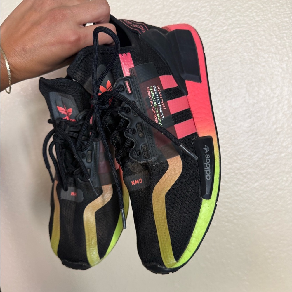 Adidas Men's Black Sneakers with Neon Accents - Picture 6 of 6